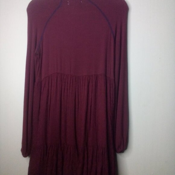 Threads & States Dress S Women Long Sleeve Turtle Neck Textured Red Maroon - Picture 5 of 16
